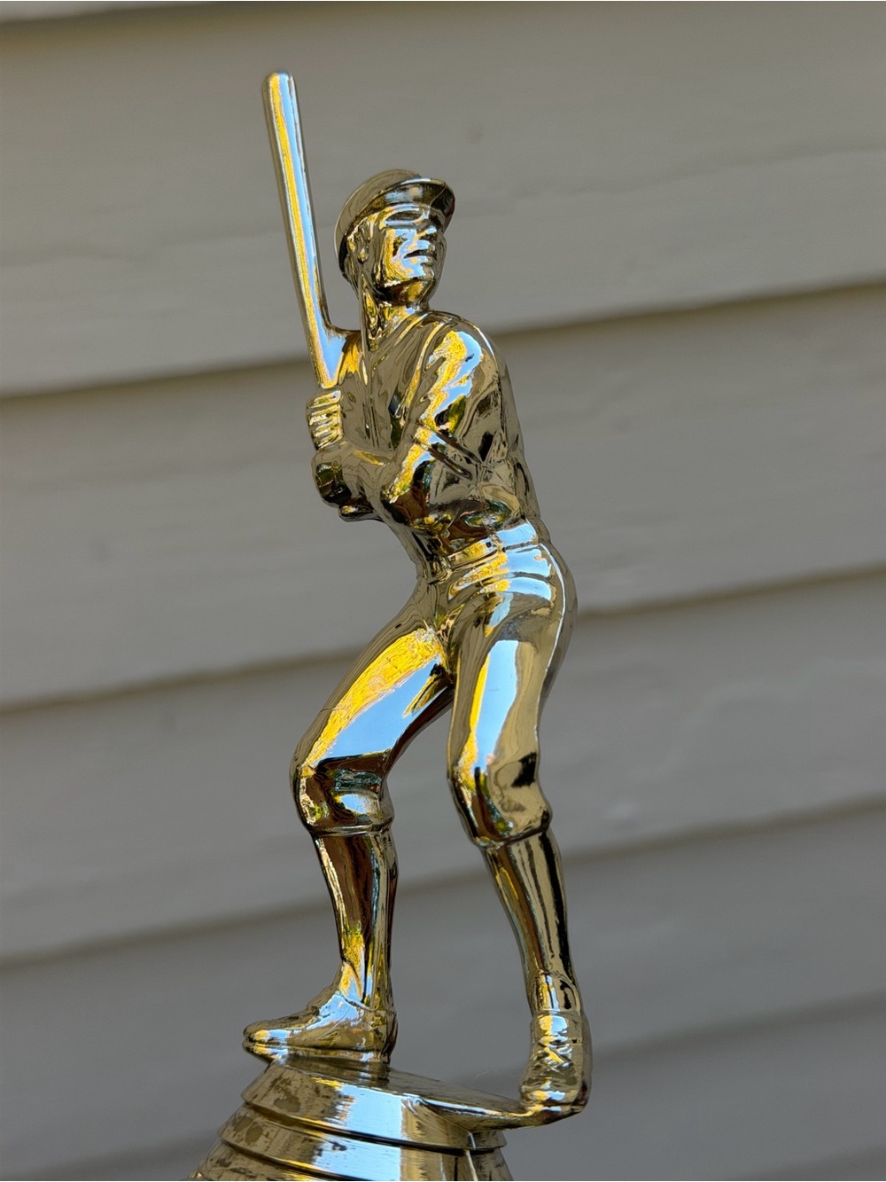 Silver Baseball Batter Trophy Marble Base Boys Room Man Cave Decor
